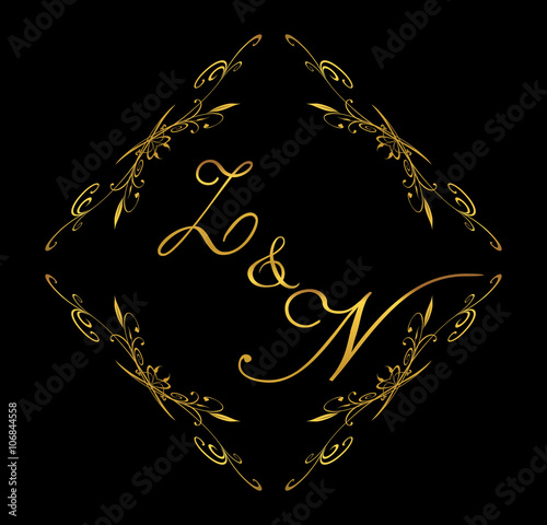 ZN initial wedding with floral