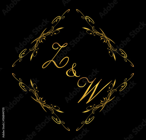 ZW initial wedding with floral