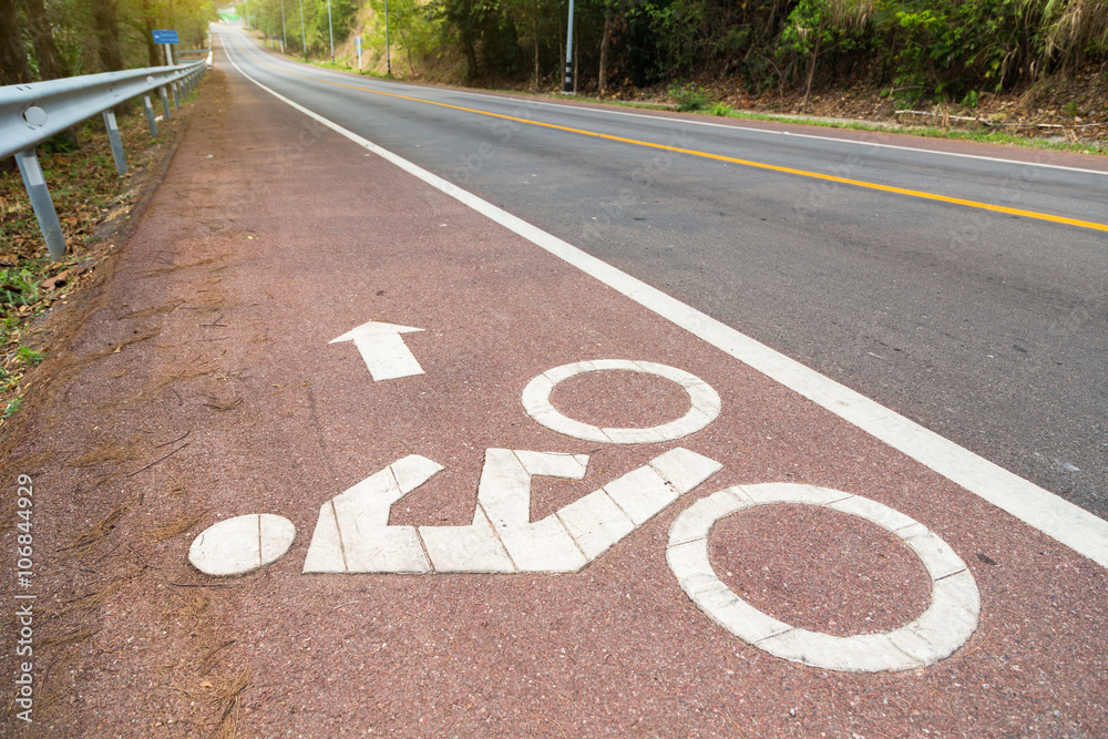 Obraz premium Bicycle lens symbol on the road 