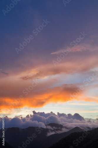 Dramatic cloudscape sunset Troodos mountains Cyprus
