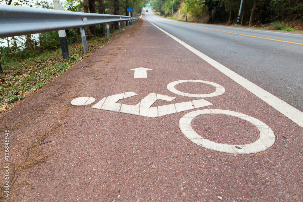 Obraz premium Bicycle lens symbol on the road