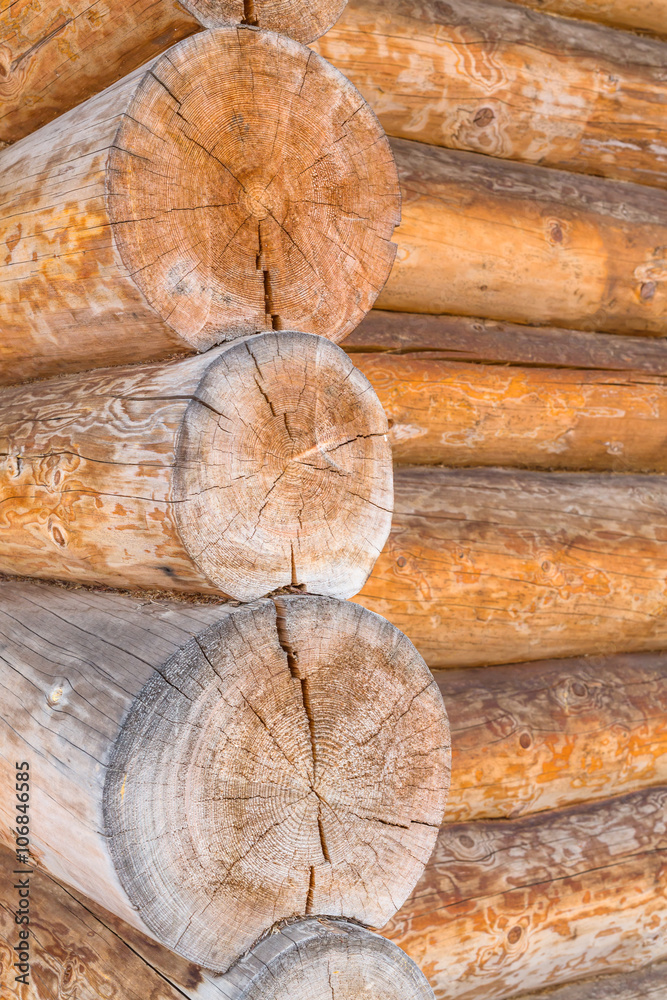 Detail of log cabin wooden house Detail of log cabin wooden house