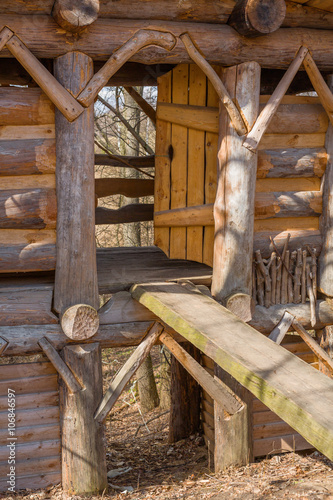 Wooden gate traditional rustic style Russia © idea_studio