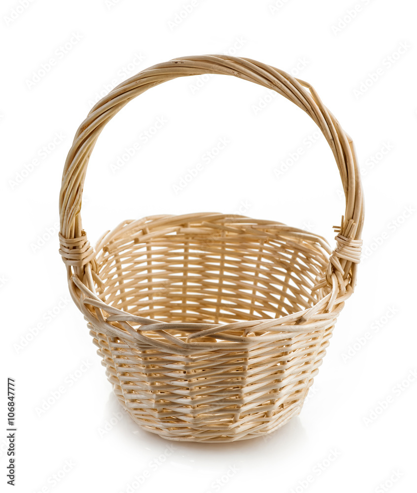 wooden basket on white background wooden basket on white background