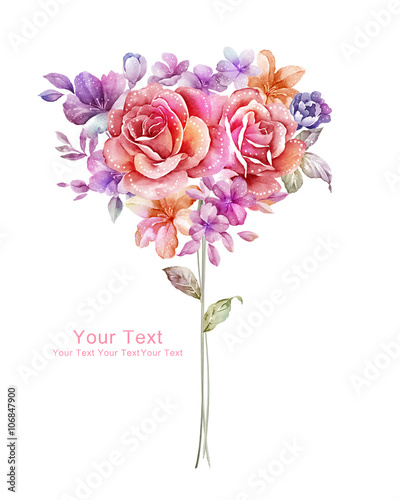 watercolor illustration flowers in simple background