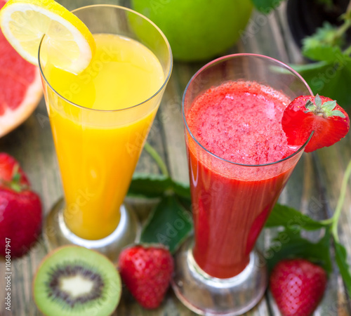 Fresh strawberry and orange juice