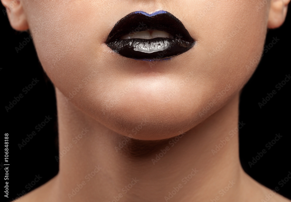 Obraz premium Close up black lips fashion image