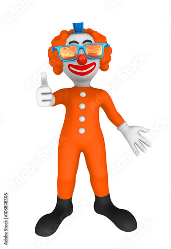 3d clown. Thumb up.