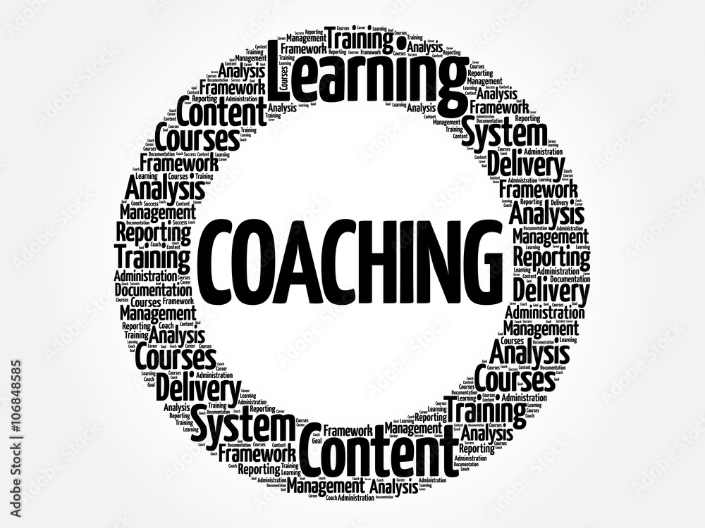 COACHING circle word cloud, business concept