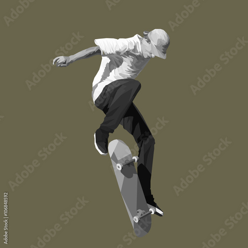 Skateboarder jump on skateboard, vector illustration