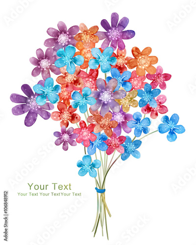 watercolor illustration flowers in simple background
