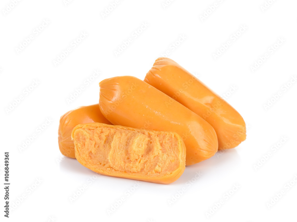 cocktail sausages isolated on the white background cocktail sausages isolated on the white background