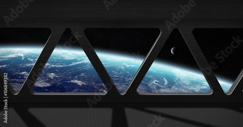 Fototapeta Naklejka Na Ścianę i Meble -  View of planet Earth from inside a space station