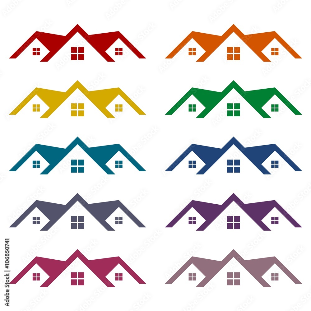 Home roof icons set Home roof icons set