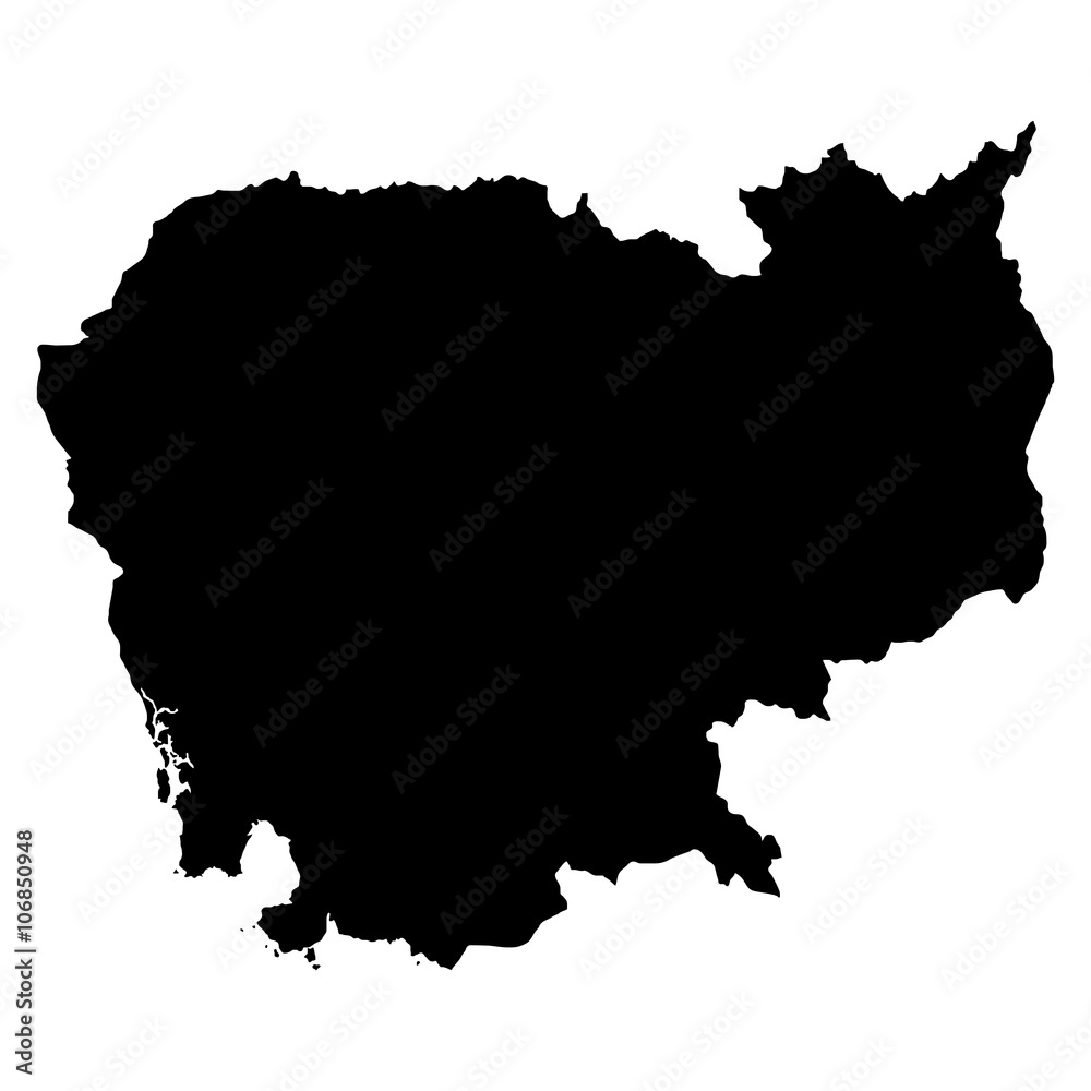 Cambodia black map on white background vector