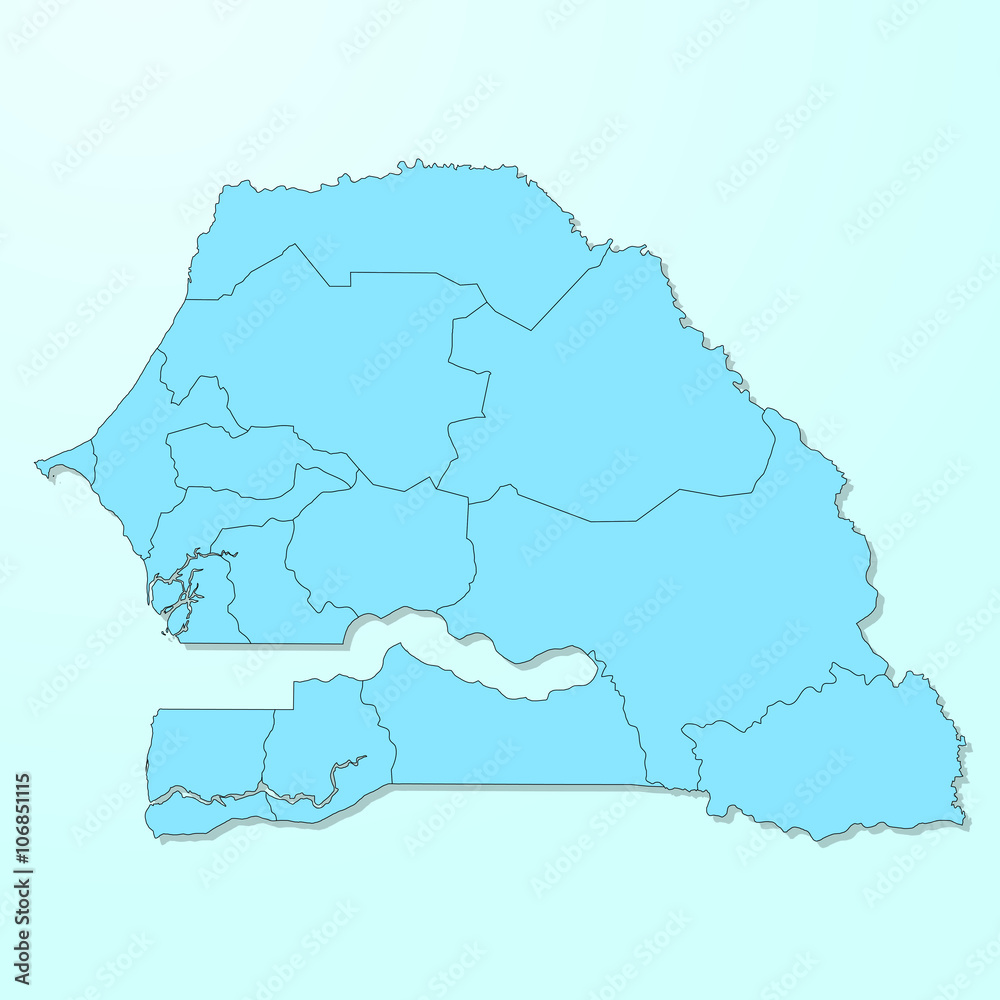 Obraz premium Senegal blue map on degraded background vector