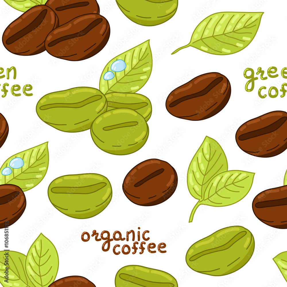 Seamless pattern with organic coffee beans Seamless pattern with organic coffee beans