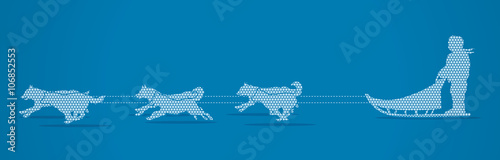 Sled Dogs designed using geometric pattern graphic vector.