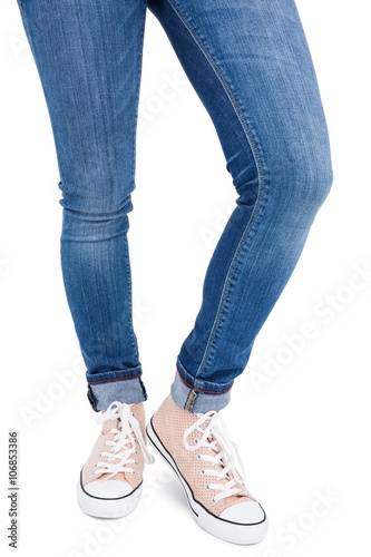 Woman wearing canvas shoes