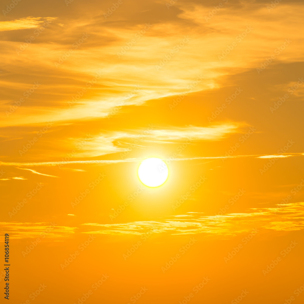 Sunset in the sky with orange clouds Sunset in the sky with orange clouds
