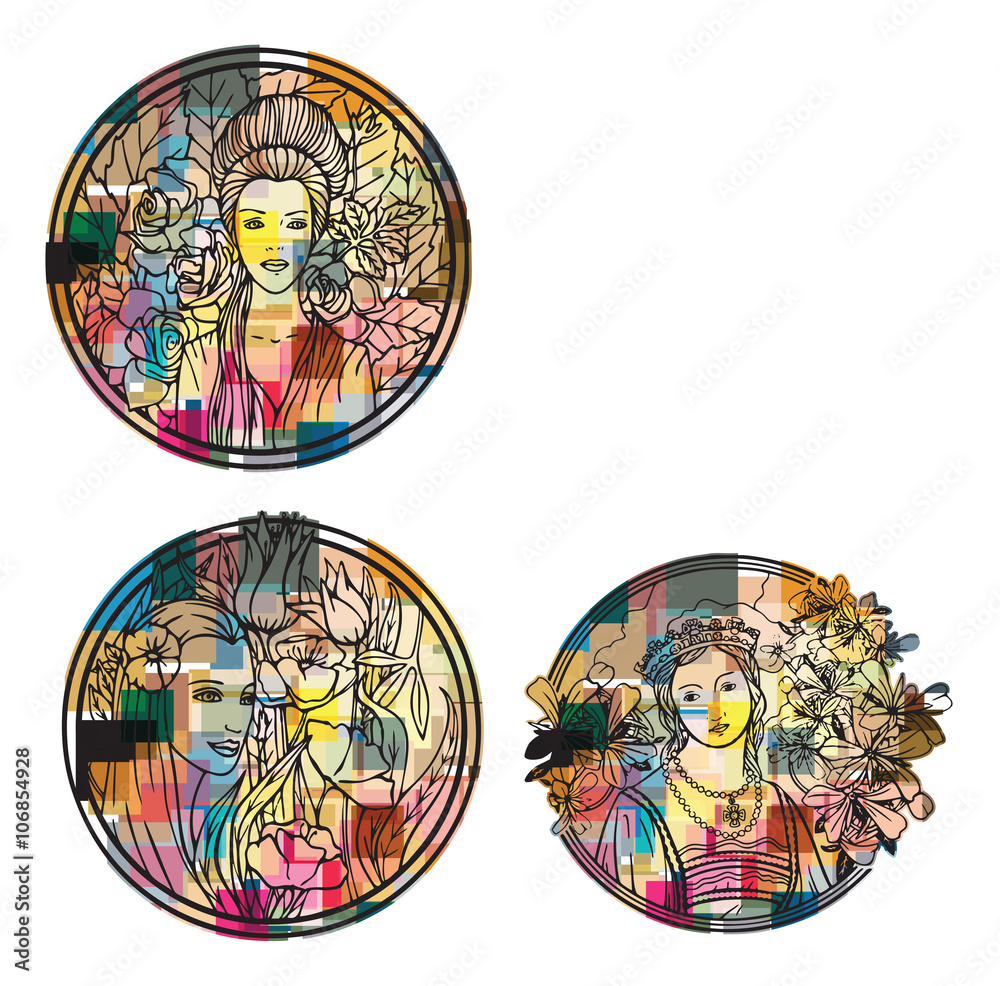 stain glass woman abstract vector