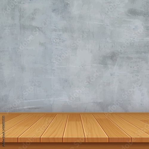 vector empty room with concrete wall and wooden floor