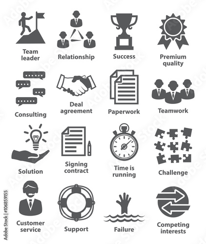 Business management icons. Pack 10.