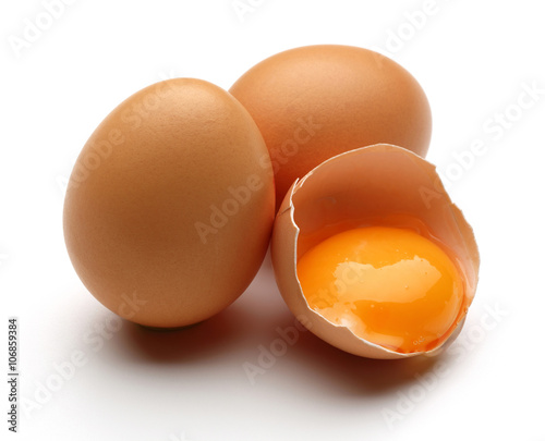 brown eggs isolated on white 