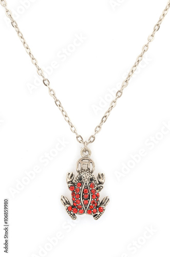 Pendant with frog isolated on white
