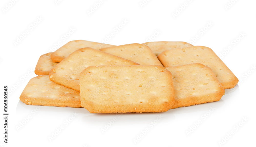 Biscuits with sesame seed on white background