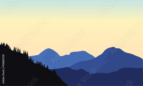 Silhouette of mountain a beautiful