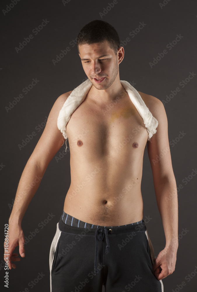 Clavicle fracture and immobilize bandage Clavicle fracture and immobilize bandage