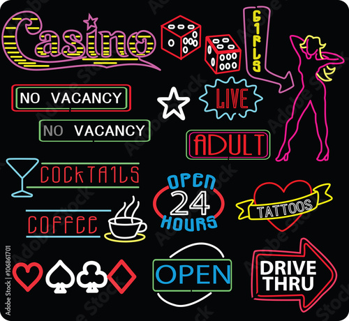 neon bar signs illustrations