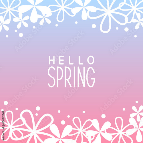 Floral border on pink and blue background