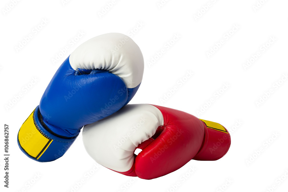 A pair of boxing gloves on white