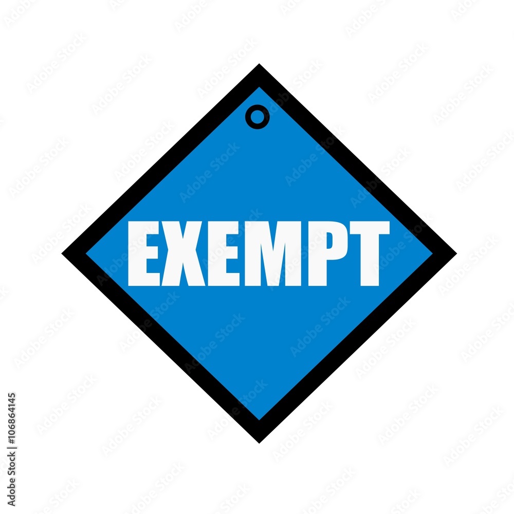 EXEMPT white wording on quadrate blue background EXEMPT white wording on quadrate blue background