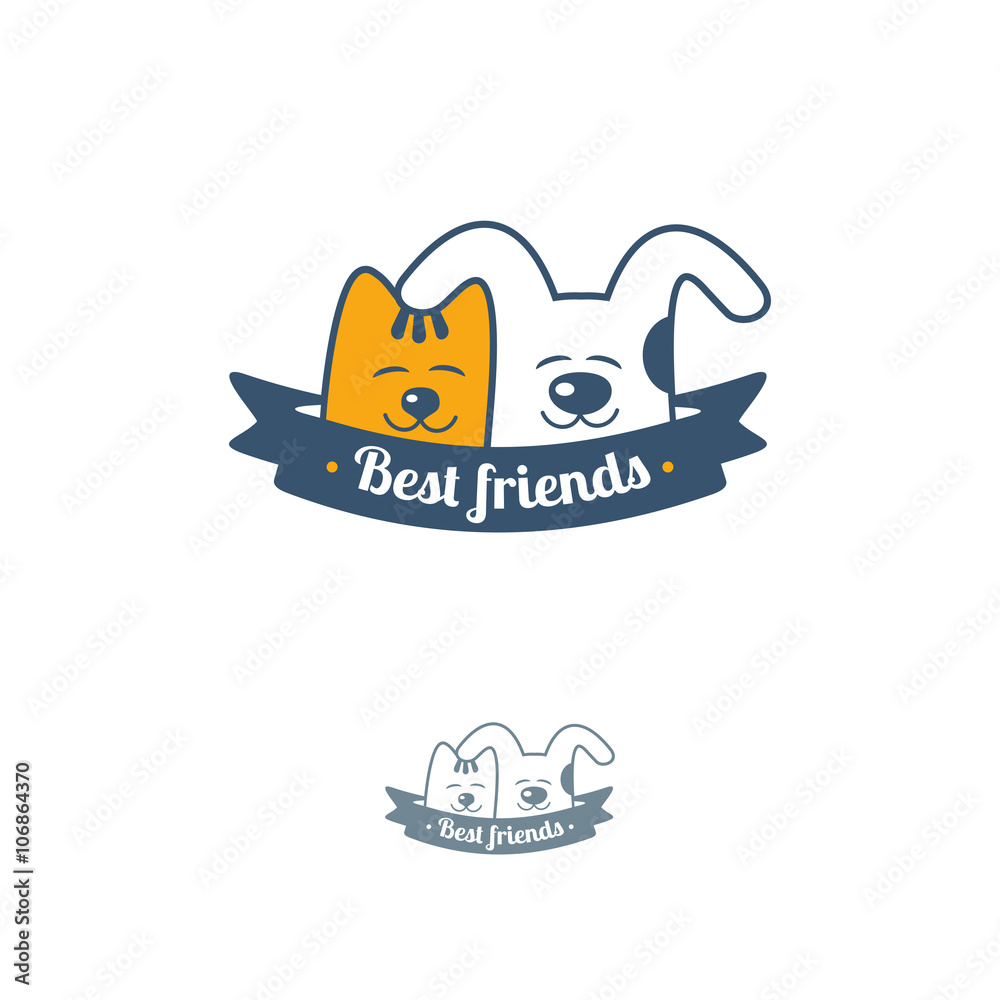 Funny cat and dog logo template