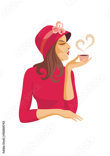 lady in a hat drinking coffee