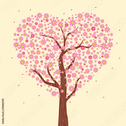 Flowering tree of love. Vector illustration © allai