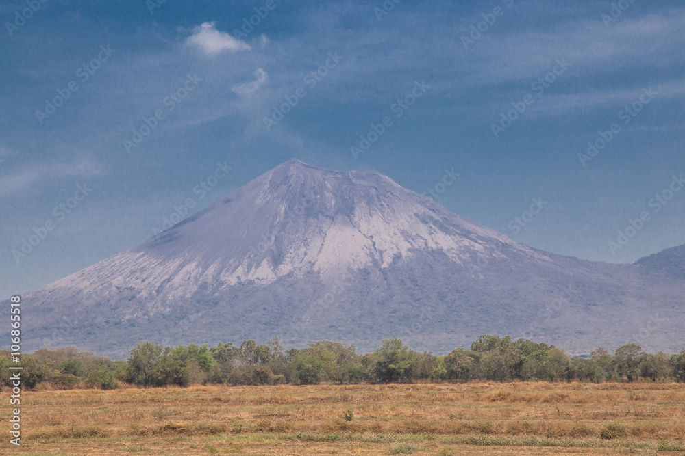 telica volcano view as background on blue sky, Leon, Nicaragua, Centralamerica telica volcano view as background on blue sky, Leon, Nicaragua, Centralamerica