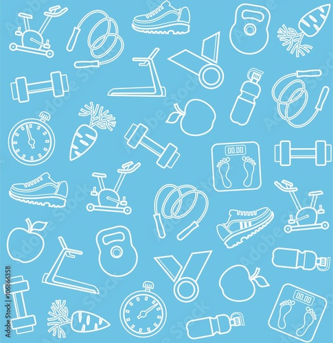 Background, fitness, sports, blue. 