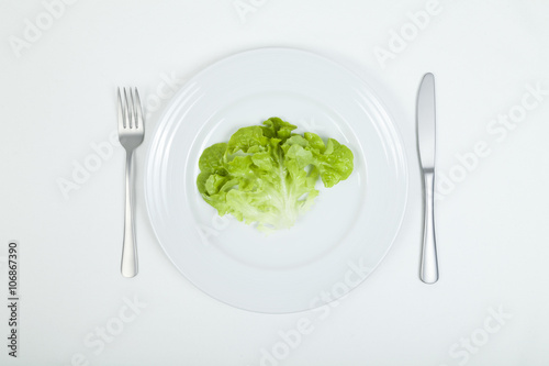 Salatblatt auf Teller