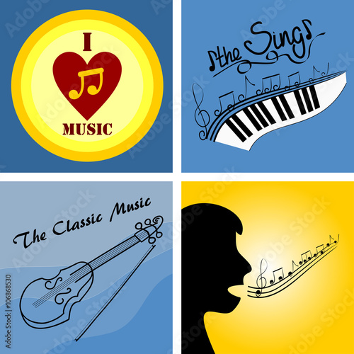  logo on the theme of music and musical instruments