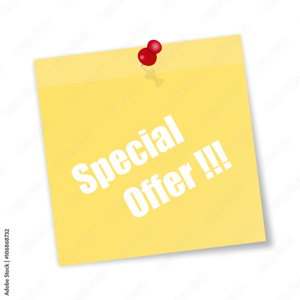 Yellow paper sticky with descriptions Special offer Yellow paper sticky with descriptions Special offer