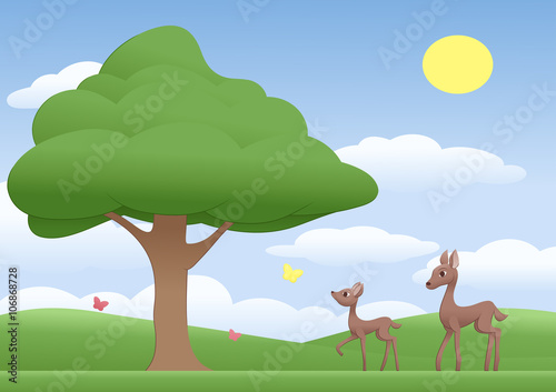 Deers on a meadow