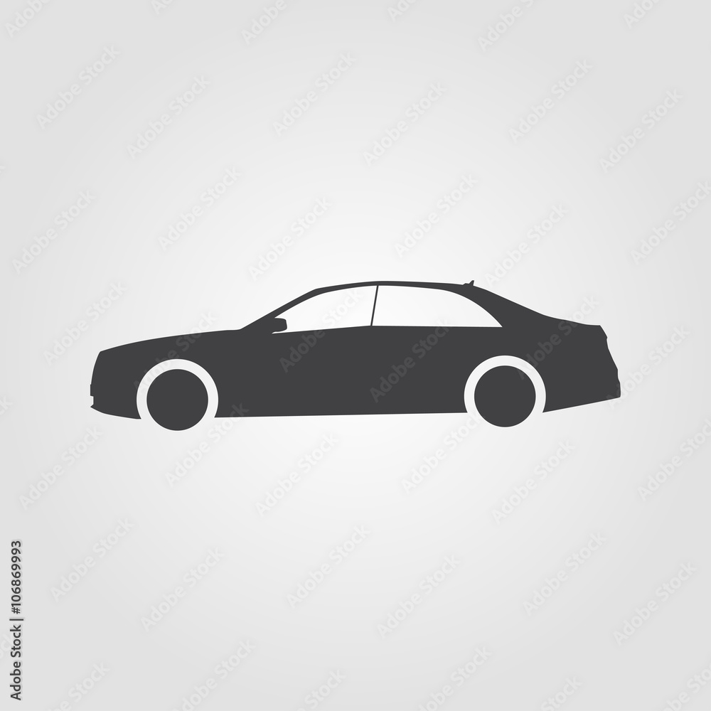 Car Icon on a grey background flat design Car Icon on a grey background flat design