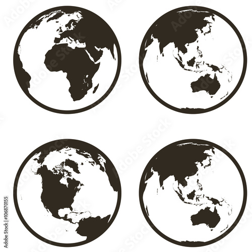Set globe earth icon flat style on white background