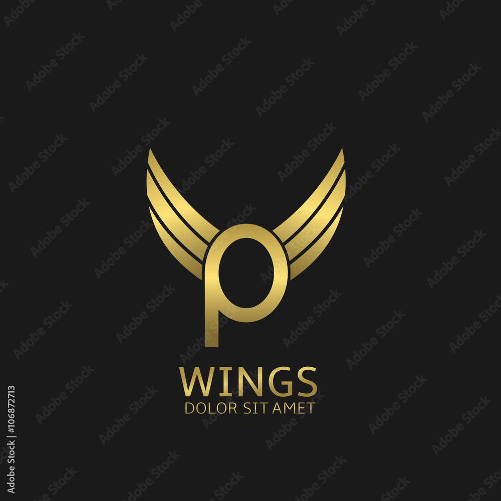 Golden P letter logo - obrazy, fototapety, plakaty 
