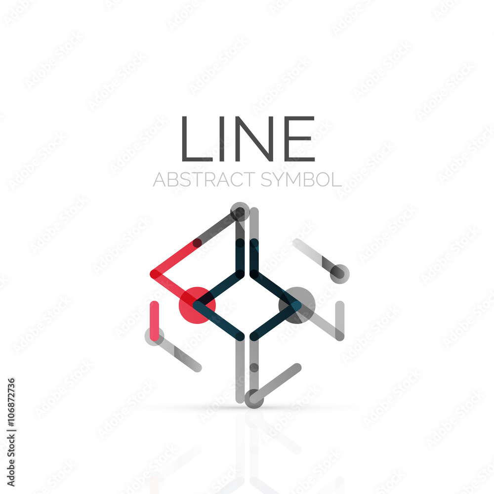 Linear abstract logo, connected multicolored segments of lines geometrical figure Linear abstract logo, connected multicolored segments of lines geometrical figure