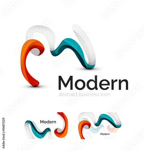 Vector abstract ribbon logo with business card identity design